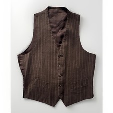 VTG Brown Pinstripe Vest 20" Chest Vintage Men's 38R Waistcoat