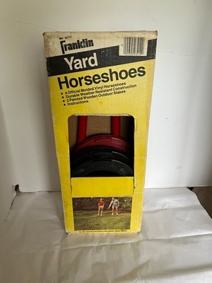 Vintage Franklin Yard Horseshoes Black Red Vinyl Instructions Original Packaging