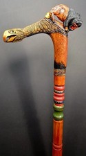 Wooden walking stick hand carved animals handmade wooden walking cane