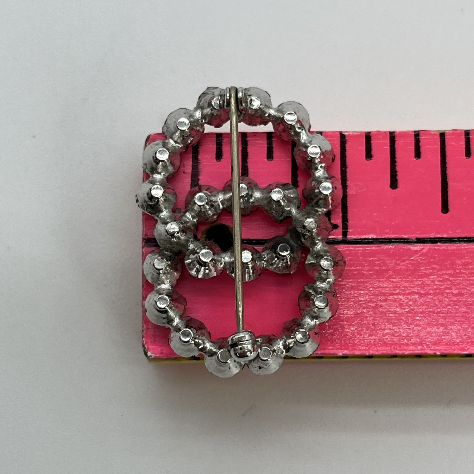 Vintage Silver Tone Rhinestone Infinity Link Circ… - image 4