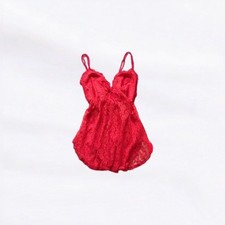 Nancy King Vintage Red Lace Lingerie Cami Top Size Medium Babydoll Feminine