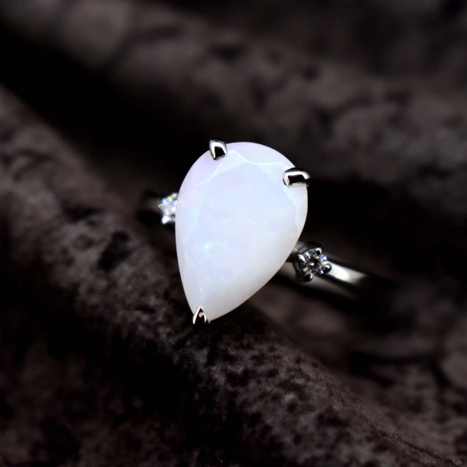 Anello in argento sterling 925 NON TRATTATO 4+ ct Welo opale di fuoco... - Immagine 3 di 4