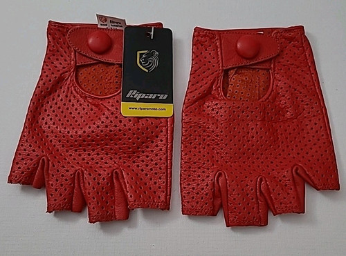 Riparo Damen Fingerlose Halbfinger Fahren Motorrad Handschuhe Rot Gr. L 7,5 Neu mit Etikett - Bild 7 von 9
