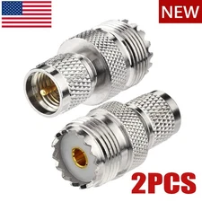 2* UHF Adapter Mini UHF Male to UHF Female SO239 PL259 Connector RF Coax Adapter
