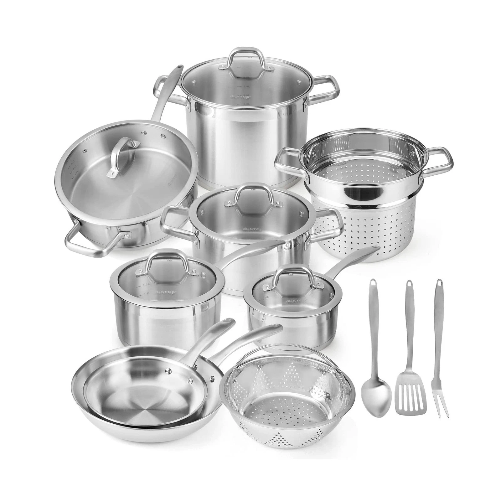 Duxtop Professional Stainless Steel Pots and Pans Set, 17PC Induction Cookwar...