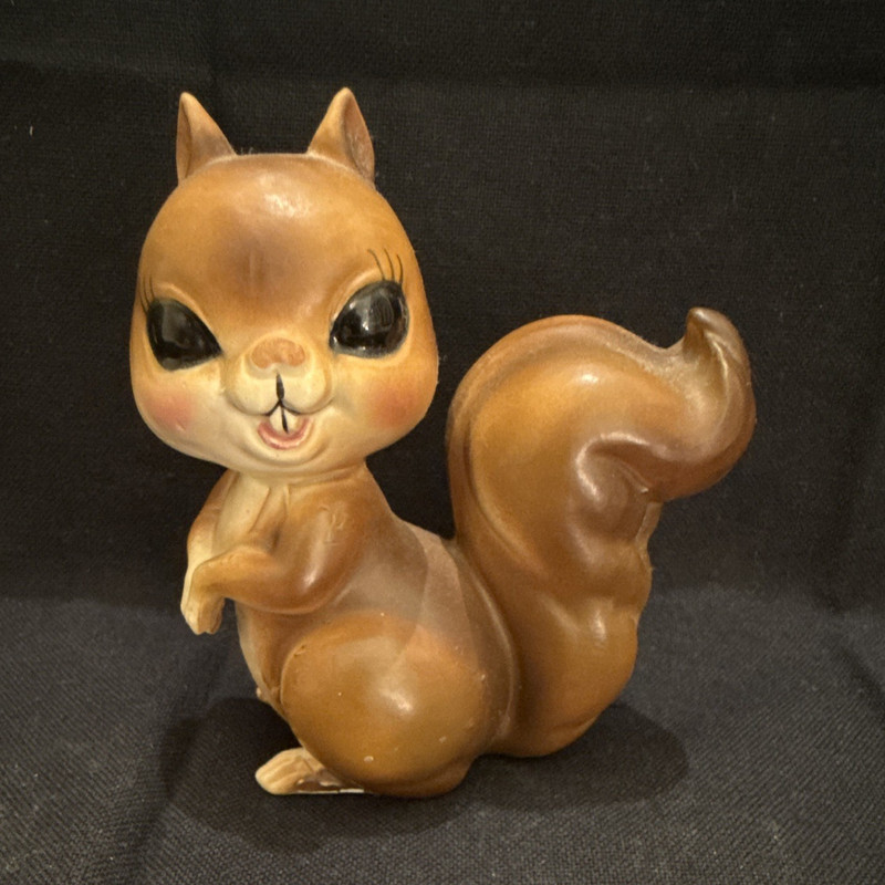 Ceramic Squirrel Animal Figurine with Large Eyes, Squirrel Collectible Decor