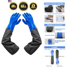 25" Long Rubber Gloves for Waterproof Pond Gloves for Cleaning -Large Elbow...