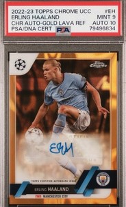 2022-23 Topps Chrome UCC EH  Erling Haaland Auto Gold Lava