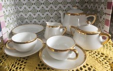 Noritake Goldena Gold Trim Child's Tea Set Cups Saucers Plates Creamer Sugar Pot
