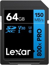 Lexar 64GB High-Performance 800x PRO UHS-I SDXC Memory Card BLUE Series 