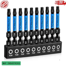 10 Pack T20 Torx Bit 2" Professional Screwdriver Magnetic Bits for Impact Driver