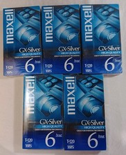 Maxell T-120 VHS Tapes GX-Silver High Quality 6 Hours In EP Mode Lot Of 5 Sealed