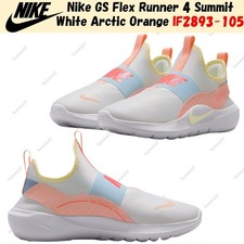 Nike GS Flex Runner 4 Summit Blanco Naranja Ártico IF2893-105 Talla 3.5Y-7Y