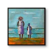MENA'S Mother Daughter Peaceful View 12X12 Original Interior Modern Art Canvas
