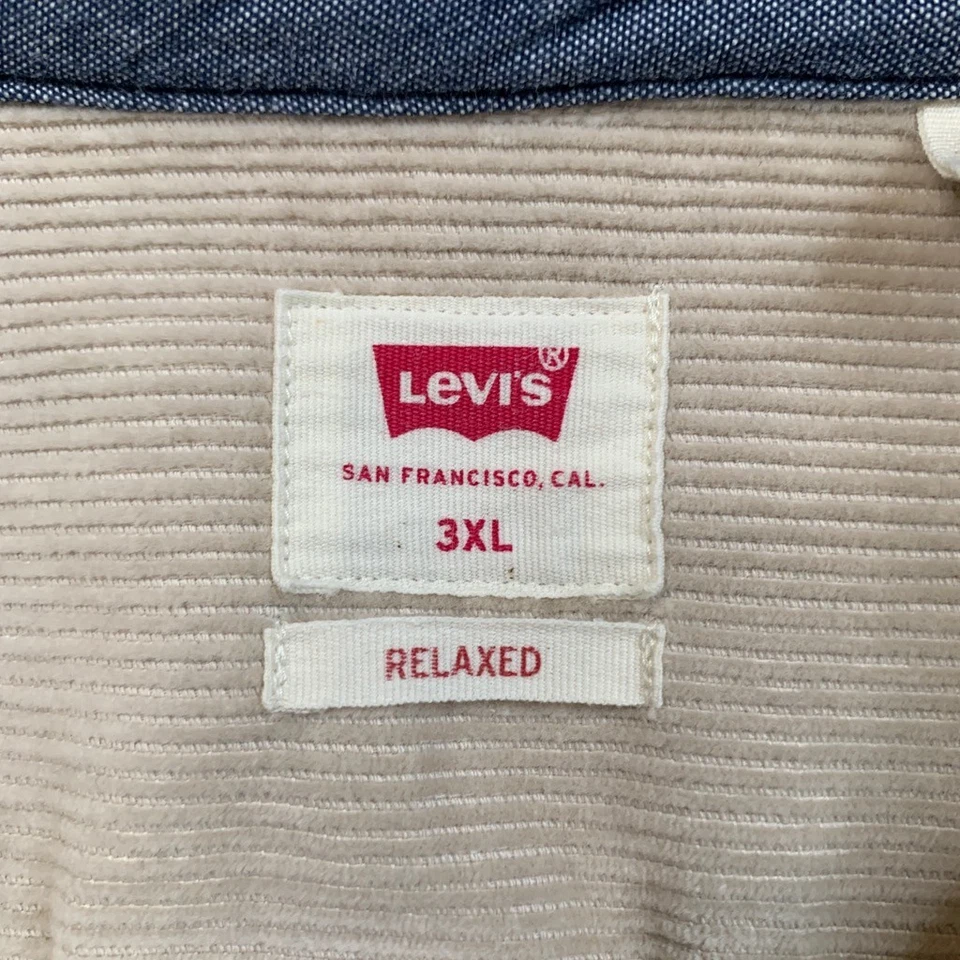 Camisa Levis Para Hombres 3XL Algodón Crema Pana Relajada Bolsillos Abotonados Sobrecamisa Foto 4 de 4