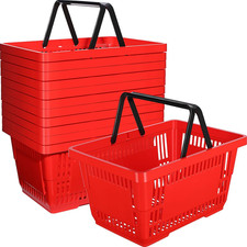 12 Pcs Shopping Baskets 20 L Plastic Store Retail Baskets with Handles 16.9 11