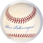 Charlie Gehringer Autographed AL Brown Baseball JSA CK72971