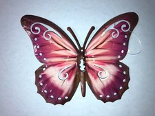 HOME GARDEN POOL YARD - BUTTERFLY WALL DECOR 71274 PINK MULTI  6.75" X 5" NEW