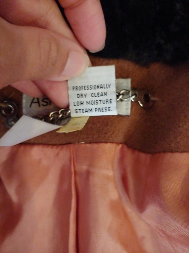 Chaqueta Ashley Scott OSFM Lana Marrón Piel Sintética Lana Cintura Cintura Cintura Cintura Cintura De Colección - Imagen 7 de 7