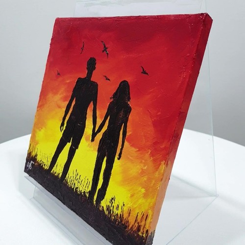 Couple Sunset Original Oil Hand Painted Canvas Gift Wall Art Decor Ukrainian Art - Picture 15 of 24