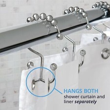 MAYTEX Metal Chrome Double Roller Glide Ring, Set of 12 Shower Curtain Hooks