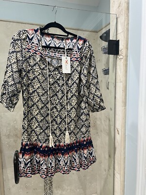 THML multi colored dress tunic top Women's S New Tasseled Fall Nwt | eBay