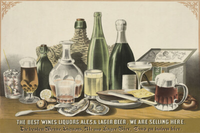 Vintage Style 1870s Wine Liquor Ale Beer Sold Here Bar Wall Art - POSTER 20''x30''