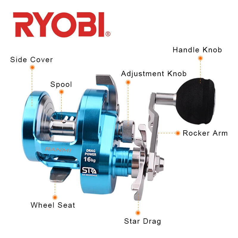 RYOBI RANMI Jigger BT50 Baitcasting Fishing Reel Saltwater Slow Jigging  Reel 9BB