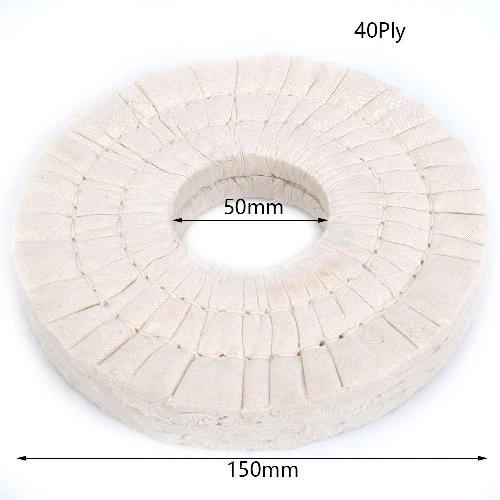 6'' Cotton Airway Polishing Wheel Cloth Buffing Pad 150mm For Metal Wood 40 Ply - Image 2 of 4