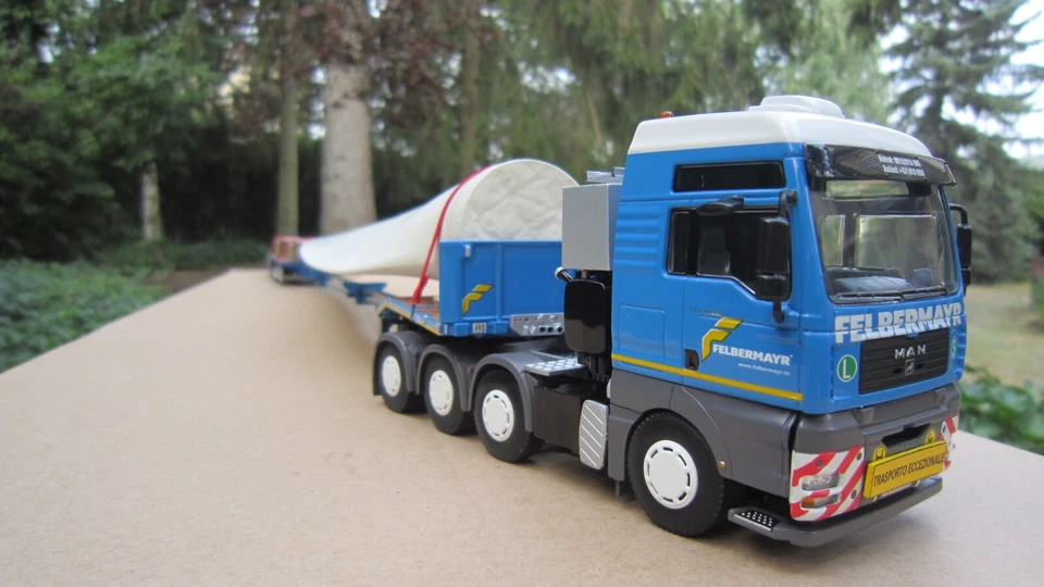 WSI 9774 MAN TGA XX TRACTEUR 8X4 + TELESTEP TRAILER WINDMILL WING " FELBERMAYR " - Photo 3/4