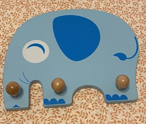 Wooden Wall Hanging Elephant Nursery Baby Room Blue