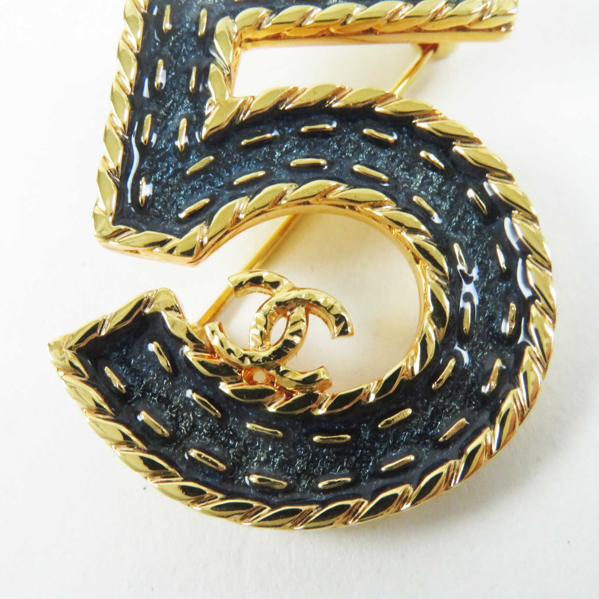 CHANEL NO.5 COCO Mark Brooch pin Gold Plated Navy | eBay