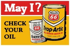 Phillips 66 Motor Oil, May I Check Your Oil? NEW Sign: 12x18" USA STEEL