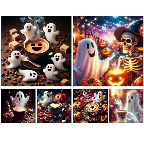 5D DIY Full Round Drill Diamond Painting Halloween Ghost Wall Decor Art ...
