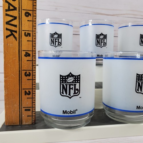 6 Seattle Seahawks Mobil NFL Frosted Drinking Glass Tumbler Set Vintage Logo Lot - Picture 5 of 5