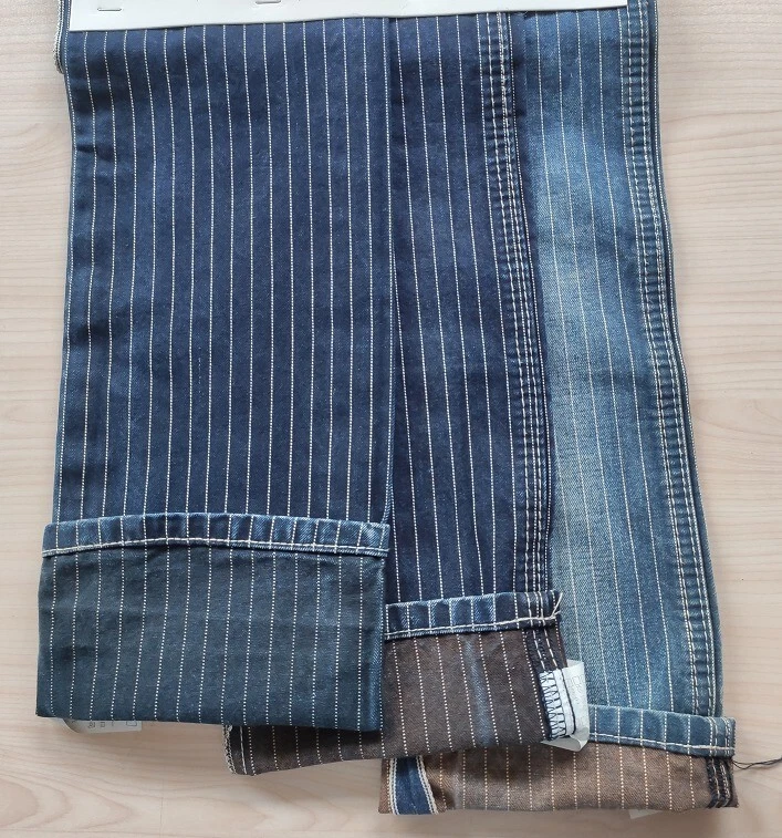 Chaqueta vaquera Wabash 13,9 oz camisas ribete a rayas tela de mezclilla por yarda Foto 4 de 4