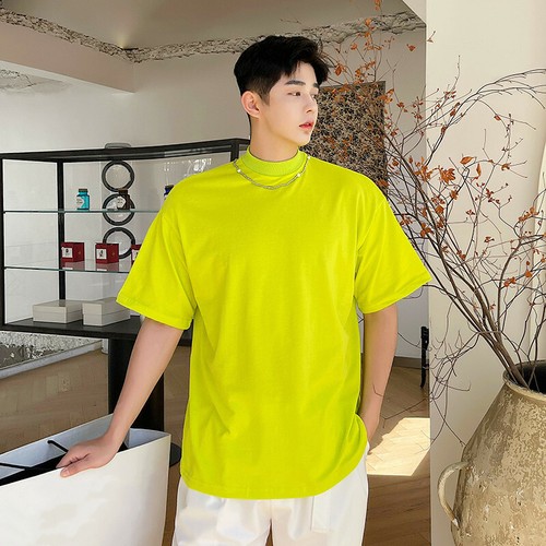 Mens High Neck Short Sleeves T-Shirt 