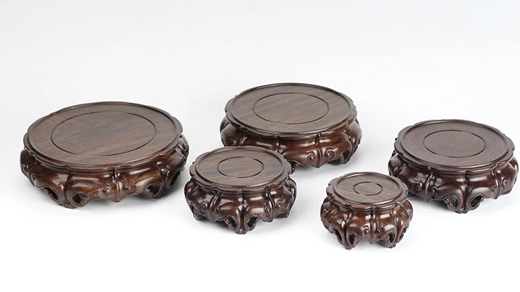 Палисандровый пьедестал из массива дерева круглый базовый демонстрационный стенд для статуи вазы - Изображение 2 из 4