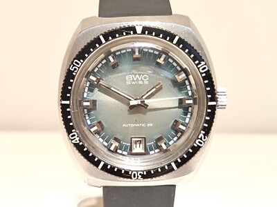 VINTAGE RARE COLLECTIBLE DIVER STYLE MEN'S SWISS AUTOMATIC WATCH ''BWC'' 25 J