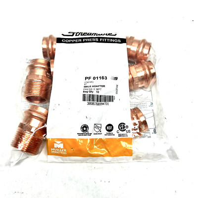 Lot De 10 Raccords Cuivre MUELLER PF 01163 – Adaptateur Mâle 1 Pouce, Pressfit