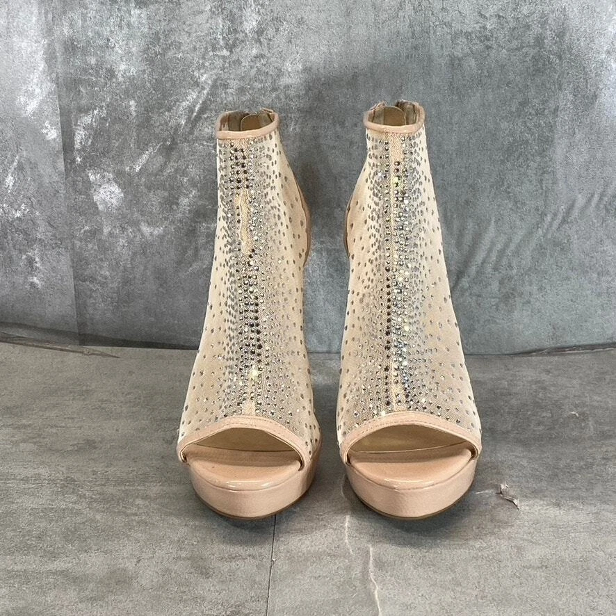 Tacones de aguja THALIA SODI para mujer de malla desnuda deseo estrás punta abierta talla 7,5 Foto 3 de 4