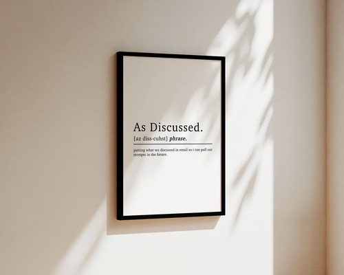 Como se discutió Definición Impresión Divertida Hogar Oficina Decoración Correo electrónico Trabajo Cita Arte de Pared - Imagen 4 de 14