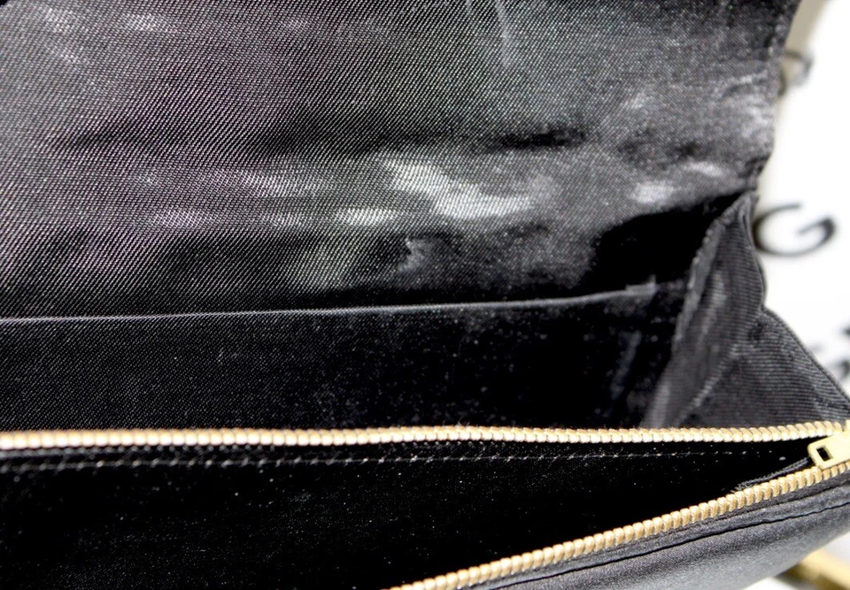 Vintage RETRO Clutch Purse Black w Colorful Floral Embroidery Hong Kong 60s NOS - Image 4 of 4