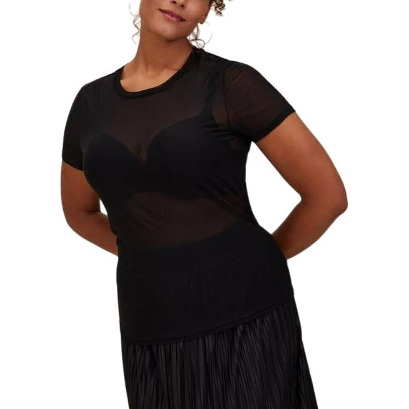 Torrid Women s Sheer Mesh Crew Neck Tee Black Size 0 Large 12 NEW Top