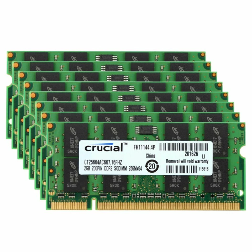 16G 8GB 4GB 2GB DDR2 667MHz PC2-5300 200Pin SODIMM Laptop Memory RAM Crucial LOT - Image 3 of 4