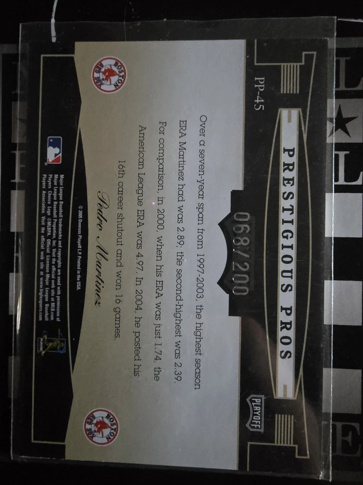 2005 Playoff Prestige Prestigious Pros Pedro Martinez (#PP-45) Purple 068/200 - Image 2 of 2