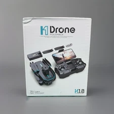 H1 Foldable Drone H18 w/ Remote & Case – Lights Tested, Missing Top Camera