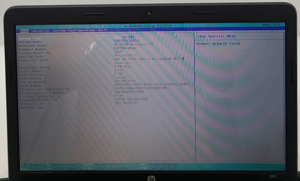 Portátil HP 2000-2d27DX AMD A6-5200 4 GB RAM SIN HD/OS (FL) Foto 2 de 4