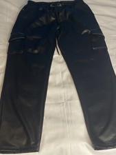 Woman  s Black Fashion Nova Pleather Pants Size Large Excellent Condition