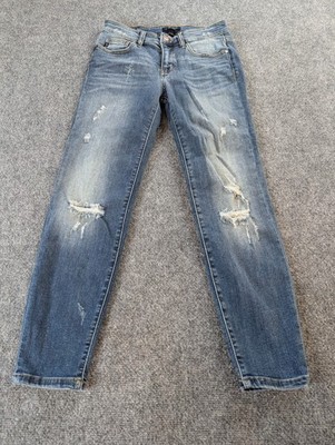 Judy Blue Jeans Women's 7/28 Blue Distressed Denim Relaxed Fit Medium Wash